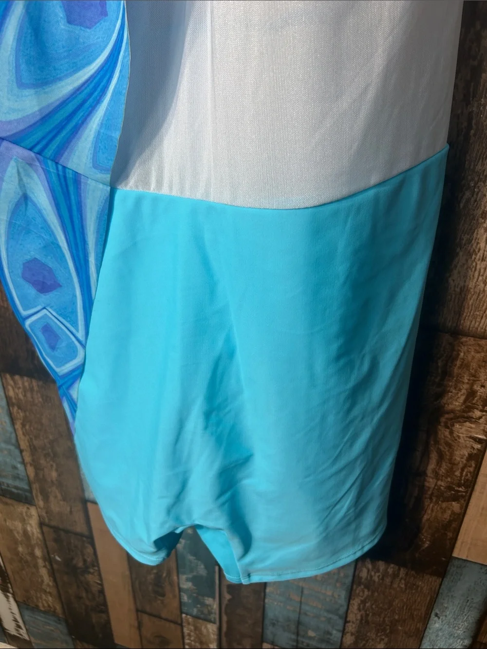 Arolina Blue & Pink Swirl One-Piece Swimdress with biker shorts